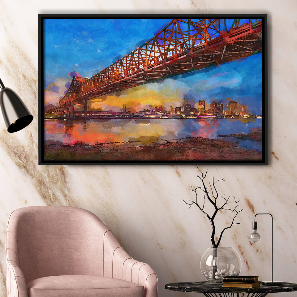 New Orleans Louisiana Usa Crescent City City Art Watercolor Framed Canvas Prints Wall Art Home Decor,Floating Frame