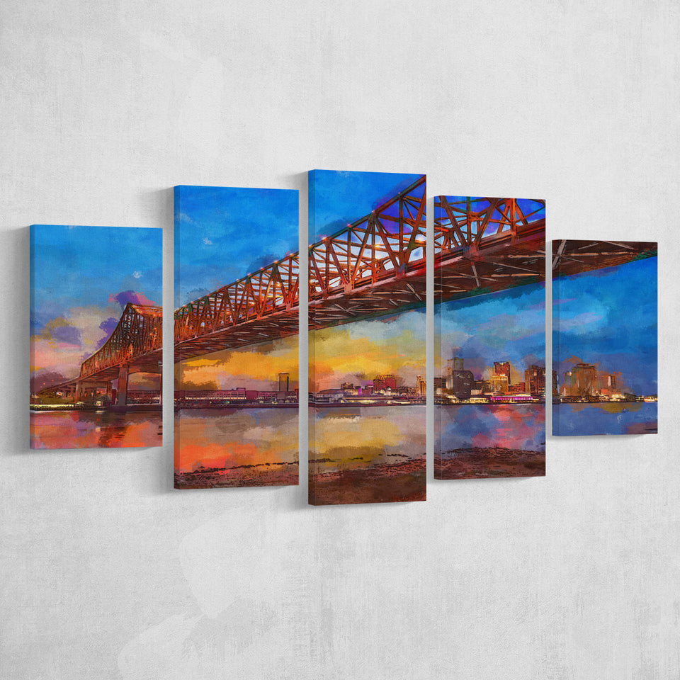 New Orleans Louisiana Usa Crescent City 5 Pieces Mixed Canvas Prints Wall Art Home Decor