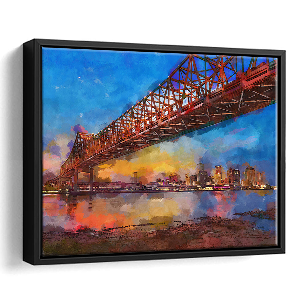 New Orleans Louisiana Usa Crescent City City Art Watercolor Framed Canvas Prints Wall Art Home Decor,Floating Frame
