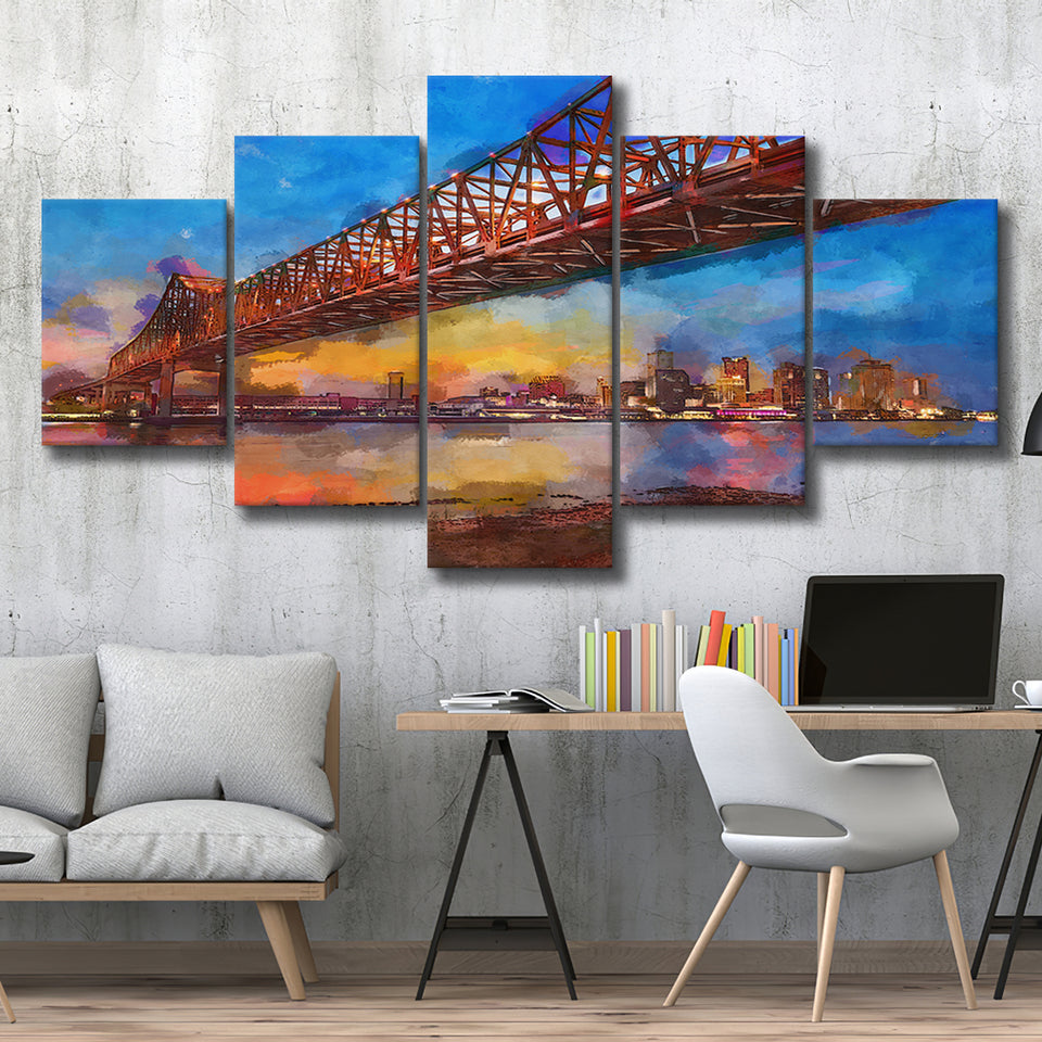 New Orleans Louisiana Usa Crescent City 5 Pieces Mixed Canvas Prints Wall Art Home Decor