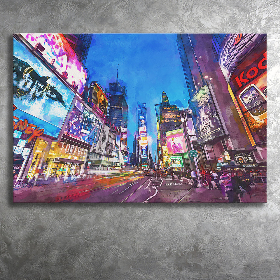 New York City April City Art Watercolor Canvas Prints Wall Art Home Decor, Large Canvas