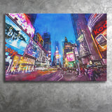 New York City April City Art Watercolor Canvas Prints Wall Art Home Decor, Large Canvas