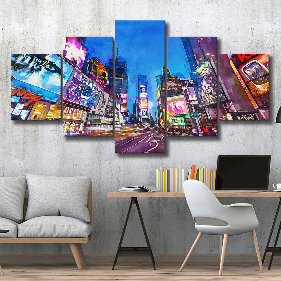 New York City April 5 Pieces Mixed Canvas Prints Wall Art Home Decor