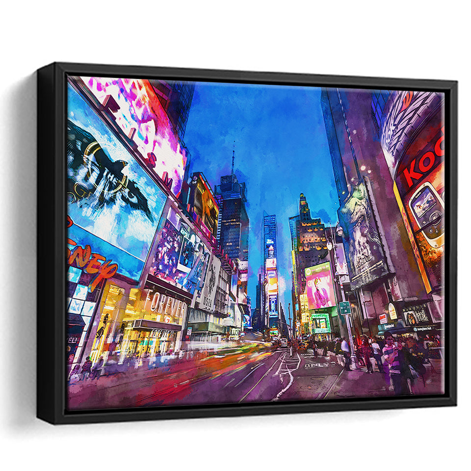 New York City April City Art Watercolor Framed Canvas Prints Wall Art Home Decor,Floating Frame