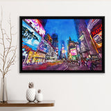 New York City April City Art Watercolor Framed Canvas Prints Wall Art Home Decor,Floating Frame