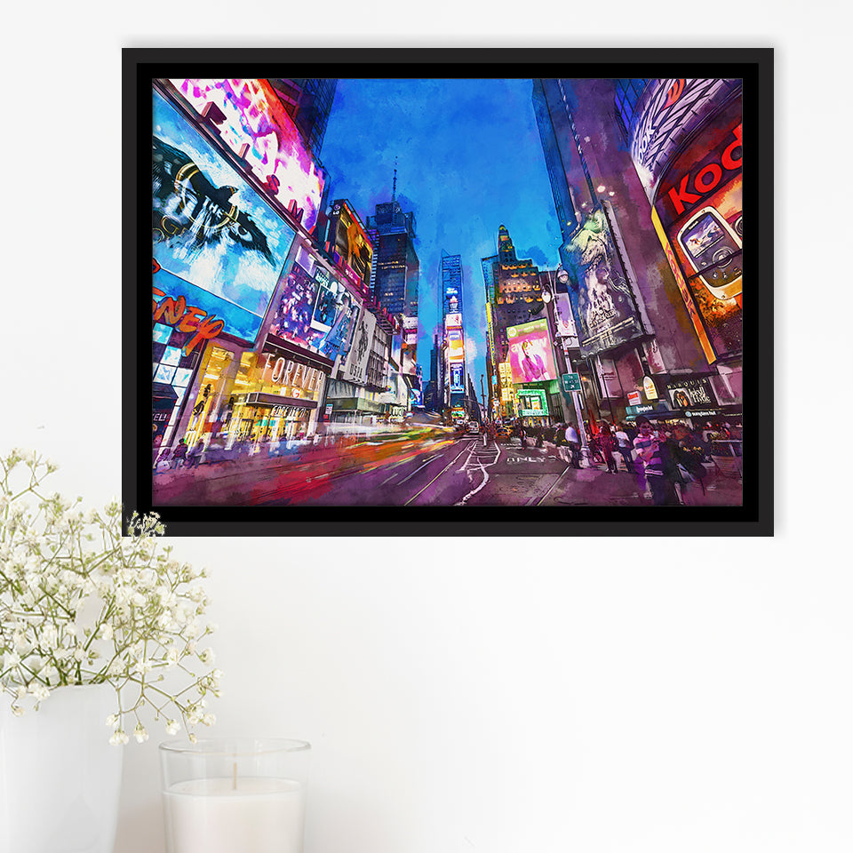 New York City April City Art Watercolor Framed Canvas Prints Wall Art Home Decor,Floating Frame