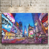 New York City April City Art Watercolor Canvas Prints Wall Art Home Decor, Large Canvas