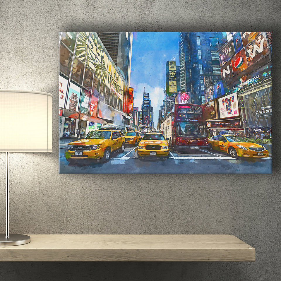 New York City Beautiful City Art Watercolor Canvas Prints Wall Art Home Decor, Large Canvas
