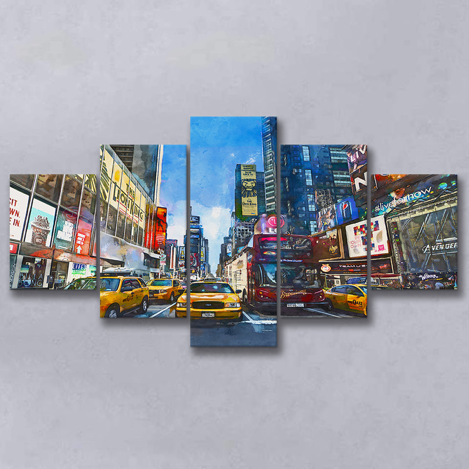 New York City Beautiful 5 Pieces Mixed Canvas Prints Wall Art Home Decor