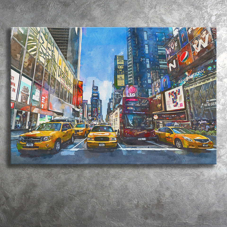 New York City Beautiful City Art Watercolor Canvas Prints Wall Art Home Decor, Large Canvas