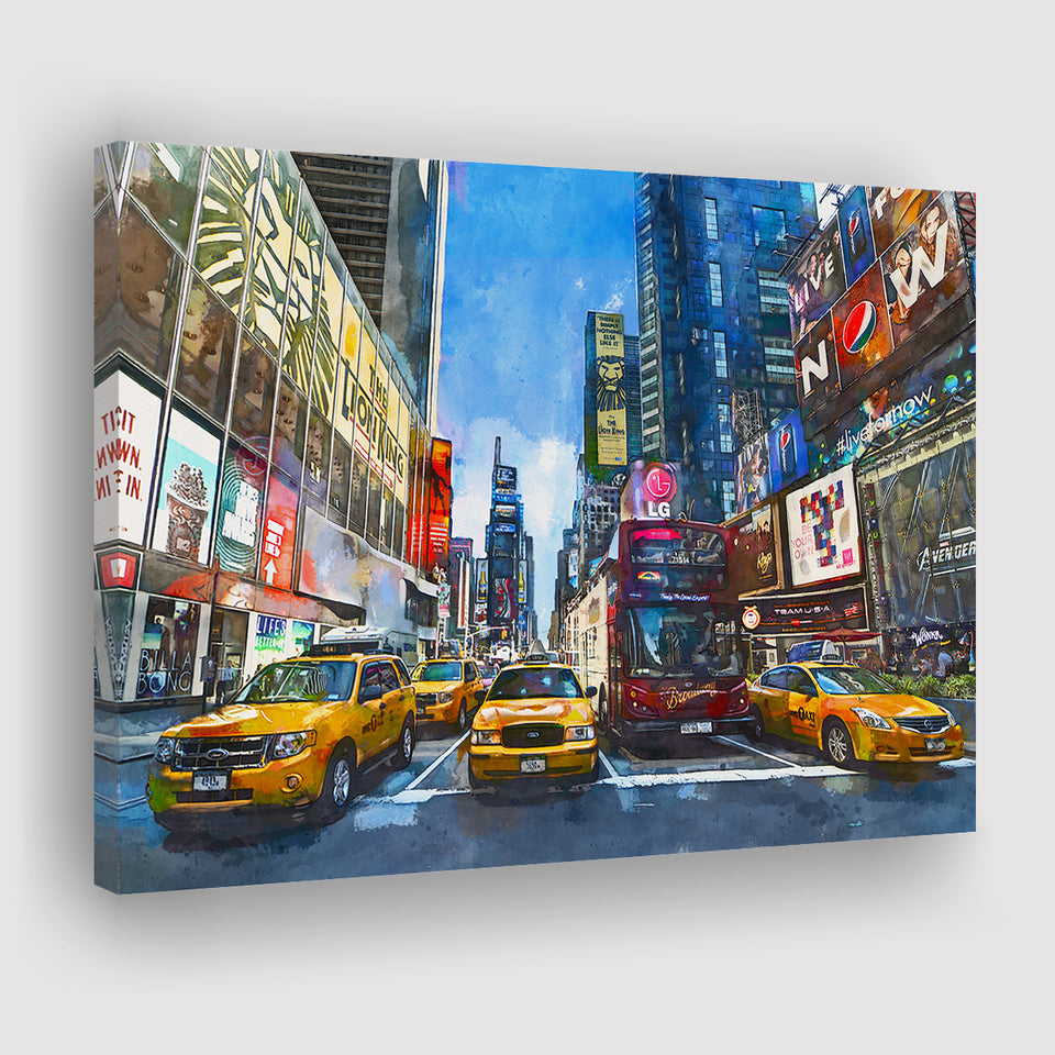 New York City Beautiful City Art Watercolor Canvas Prints Wall Art Home Decor, Large Canvas