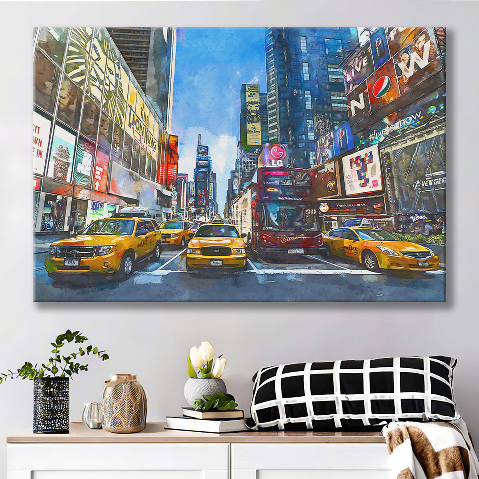 New York City Beautiful City Art Watercolor Canvas Prints Wall Art Home Decor, Large Canvas