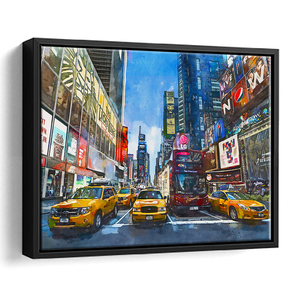New York City Beautiful City Art Watercolor Framed Canvas Prints Wall Art Home Decor,Floating Frame