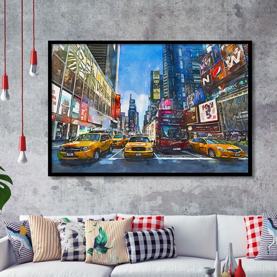 New York City Beautiful City Art Watercolor Framed Art Prints Wall Art Decor,Framed Picture
