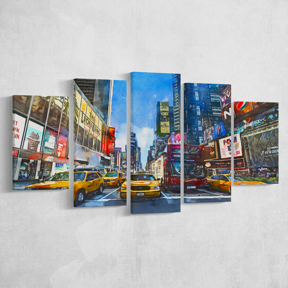 New York City Beautiful 5 Pieces Mixed Canvas Prints Wall Art Home Decor