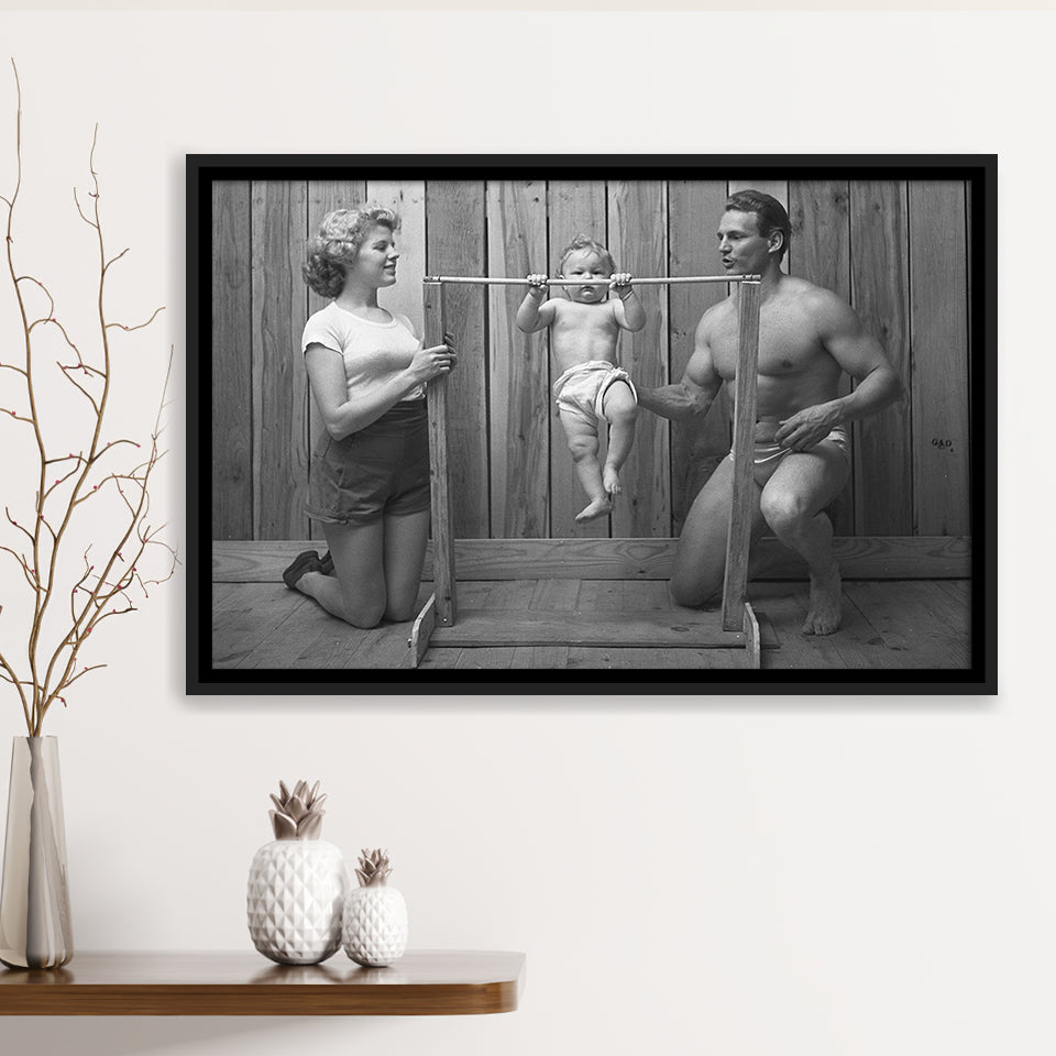 New Baby Black And White Print, Baby'S First Birthday Framed Canvas Prints Wall Art Home Decor,Floating Frame