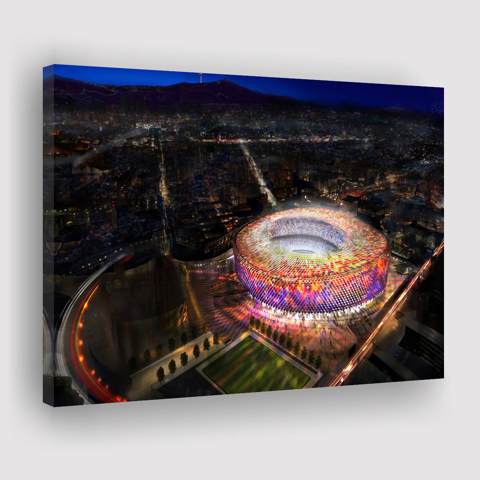New Camp Nou Aerial View, Football Stadium Canvas Prints Wall Art - Painting Canvas, Wall Decor, Fan Gift, Art Prints