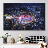 New Camp Nou Aerial View, Nightscapes, Football Stadium Canvas Prints Wall Art - Painting Canvas, Wall Decor, Fan Gift, Art Prints