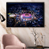 New Camp Nou Aerial View, Nightscapes, Football Stadium Framed Canvas Prints Wall Art - Painting Canvas, Wall Decor,Floating Frame