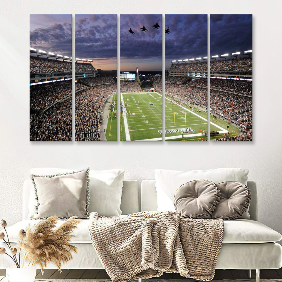 New England Patriot Stadium 5 Pieces B Canvas Prints Wall Art - Painting Canvas, Multi Panels,5 Panel, Wall Decor