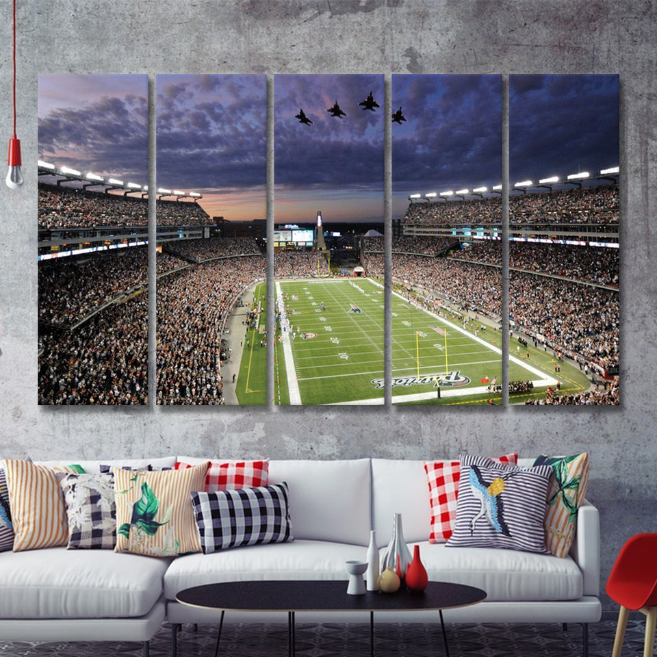 New England Patriot Stadium 5 Pieces B Canvas Prints Wall Art - Painting Canvas, Multi Panels,5 Panel, Wall Decor