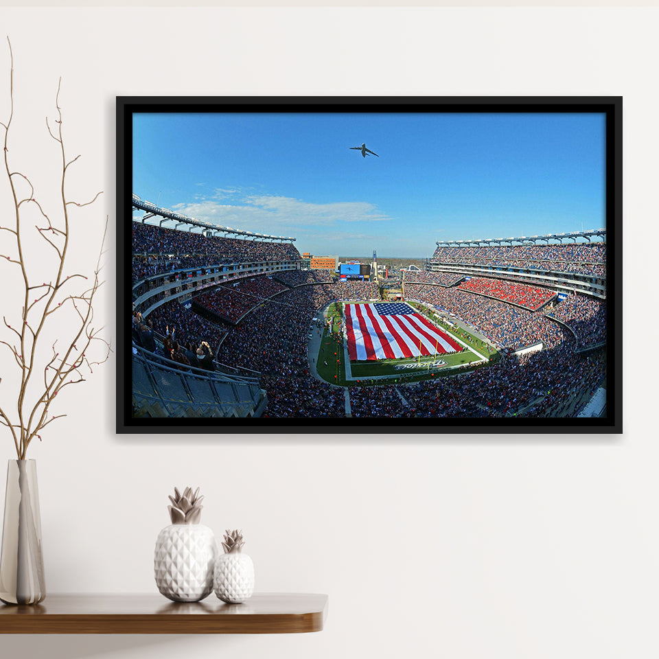 New England Patriots Stadium Framed Canvas Prints Gillette Stadium Wall Art,Sport Stadium Art Prints, Fan Gift