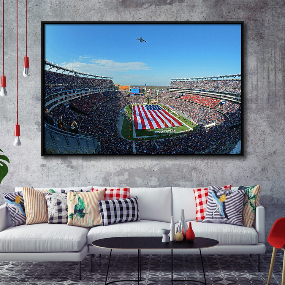 New England Patriots Stadium Framed Canvas Prints Gillette Stadium Wall Art,Sport Stadium Art Prints, Fan Gift