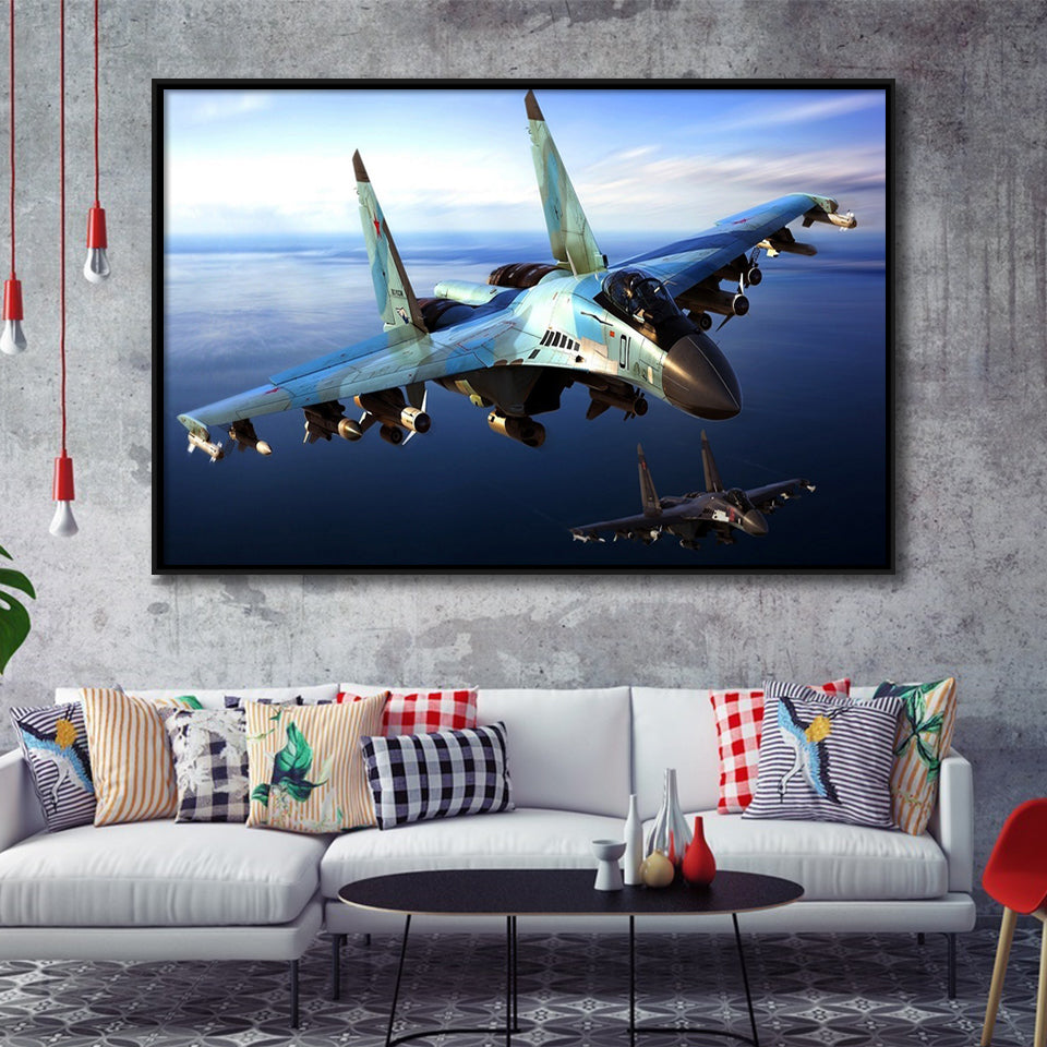 New Flankers Coming Soon Possibly As The Su 40 Framed Canvas Prints Wall Art Decor - Painting Canvas, Black Framed Picture