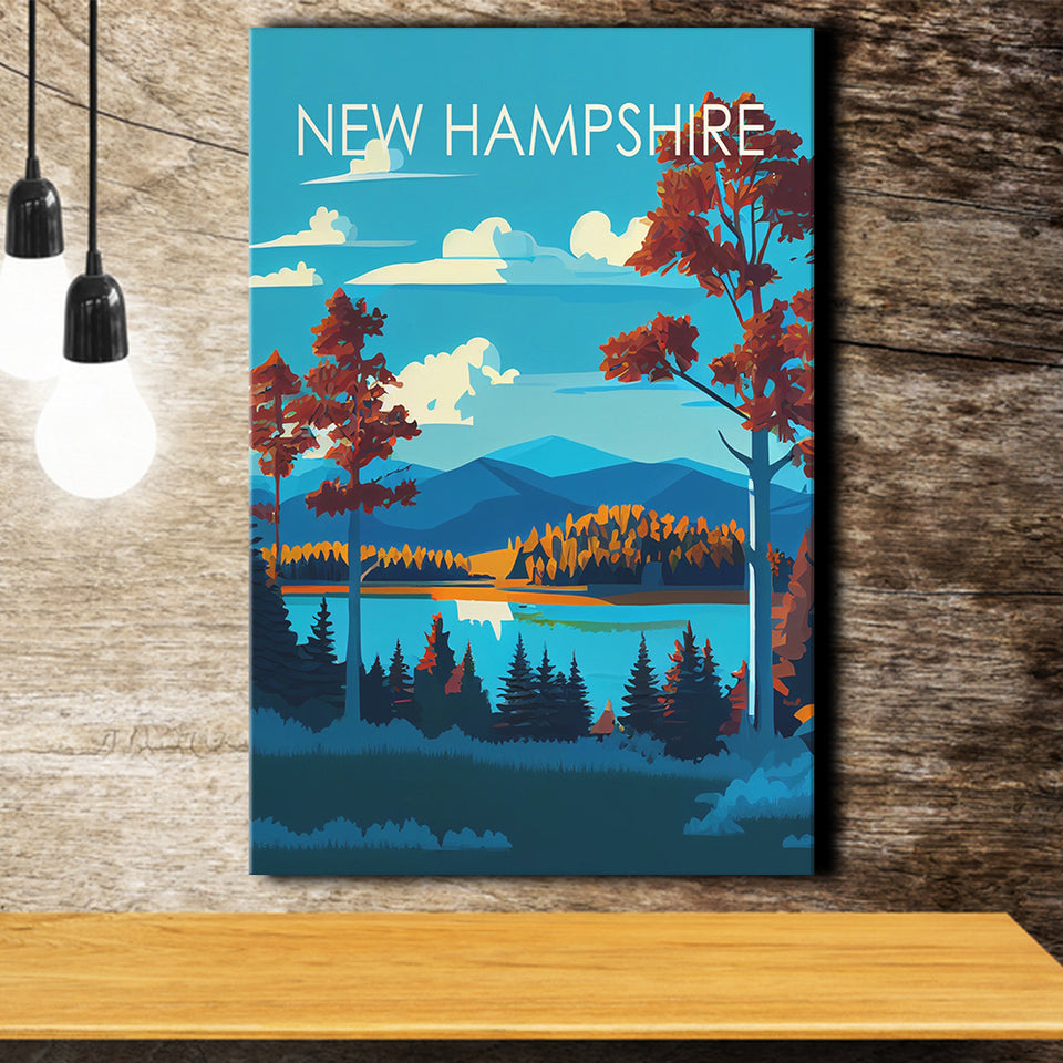 New Hampshire Retro Art Print ,City Art Print, Large Canvas, Canvas Print Wall Art Home Decor