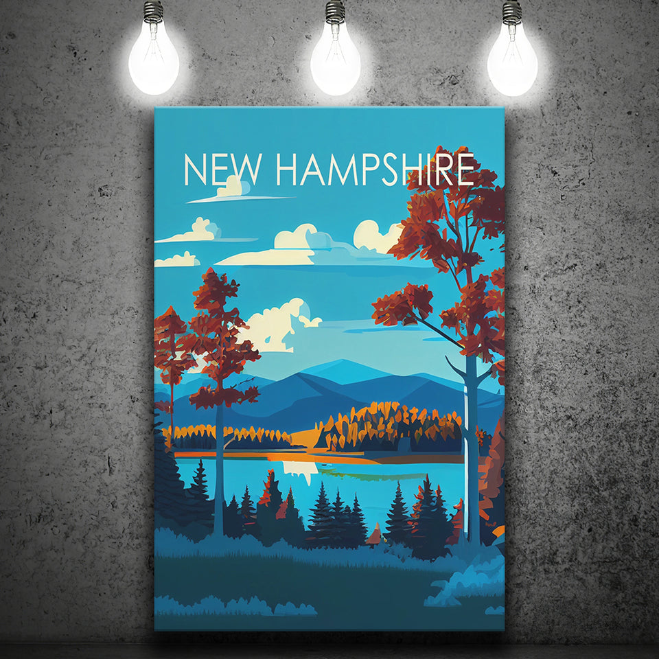 New Hampshire Retro Art Print ,City Art Print, Large Canvas, Canvas Print Wall Art Home Decor