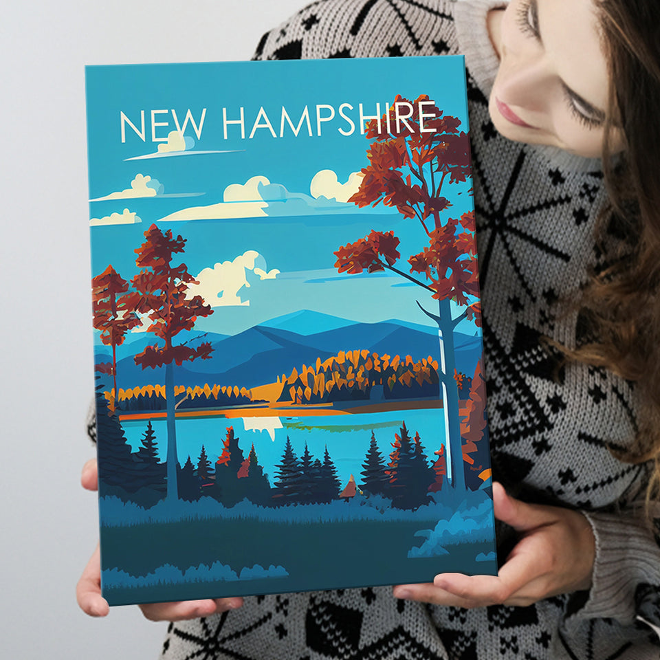 New Hampshire Retro Art Print ,City Art Print, Large Canvas, Canvas Print Wall Art Home Decor