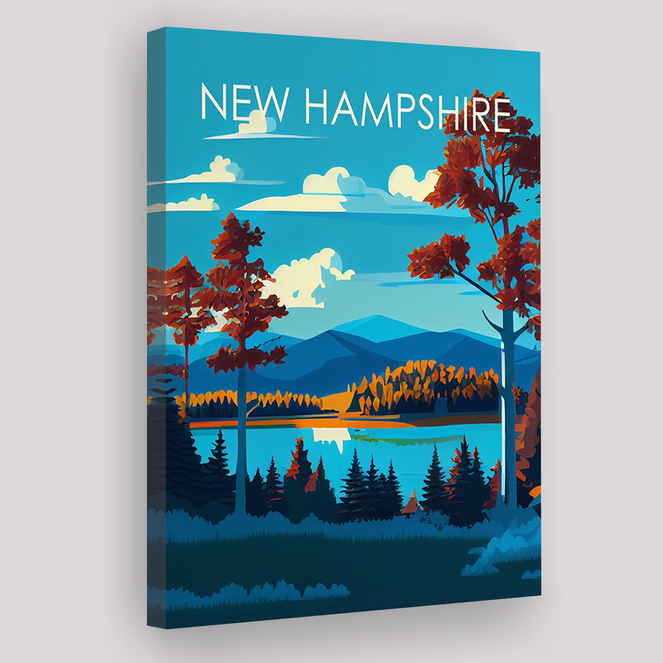 New Hampshire Retro Art Print ,City Art Print, Large Canvas, Canvas Print Wall Art Home Decor
