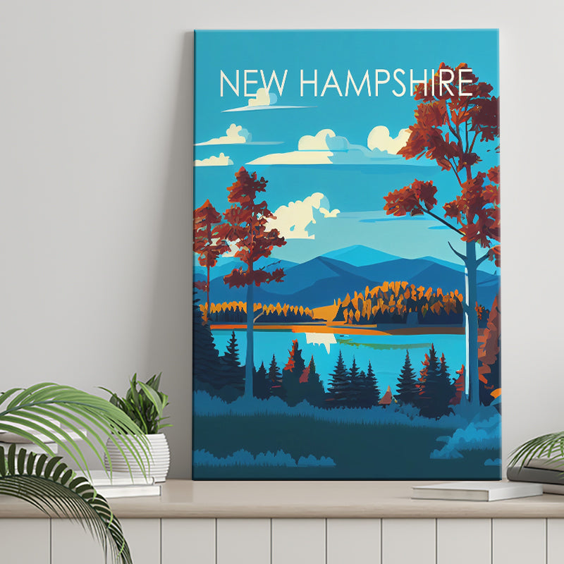 New Hampshire Retro Art Print ,City Art Print, Large Canvas, Canvas Print Wall Art Home Decor