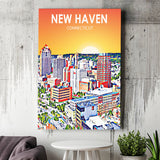 New Haven CT Art Sunset Landscape ,City Art Print, Large Canvas, Canvas Print Wall Art Home Decor