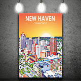 New Haven CT Art Sunset Landscape ,City Art Print, Large Canvas, Canvas Print Wall Art Home Decor