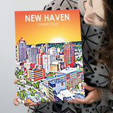 New Haven CT Art Sunset Landscape ,City Art Print, Large Canvas, Canvas Print Wall Art Home Decor