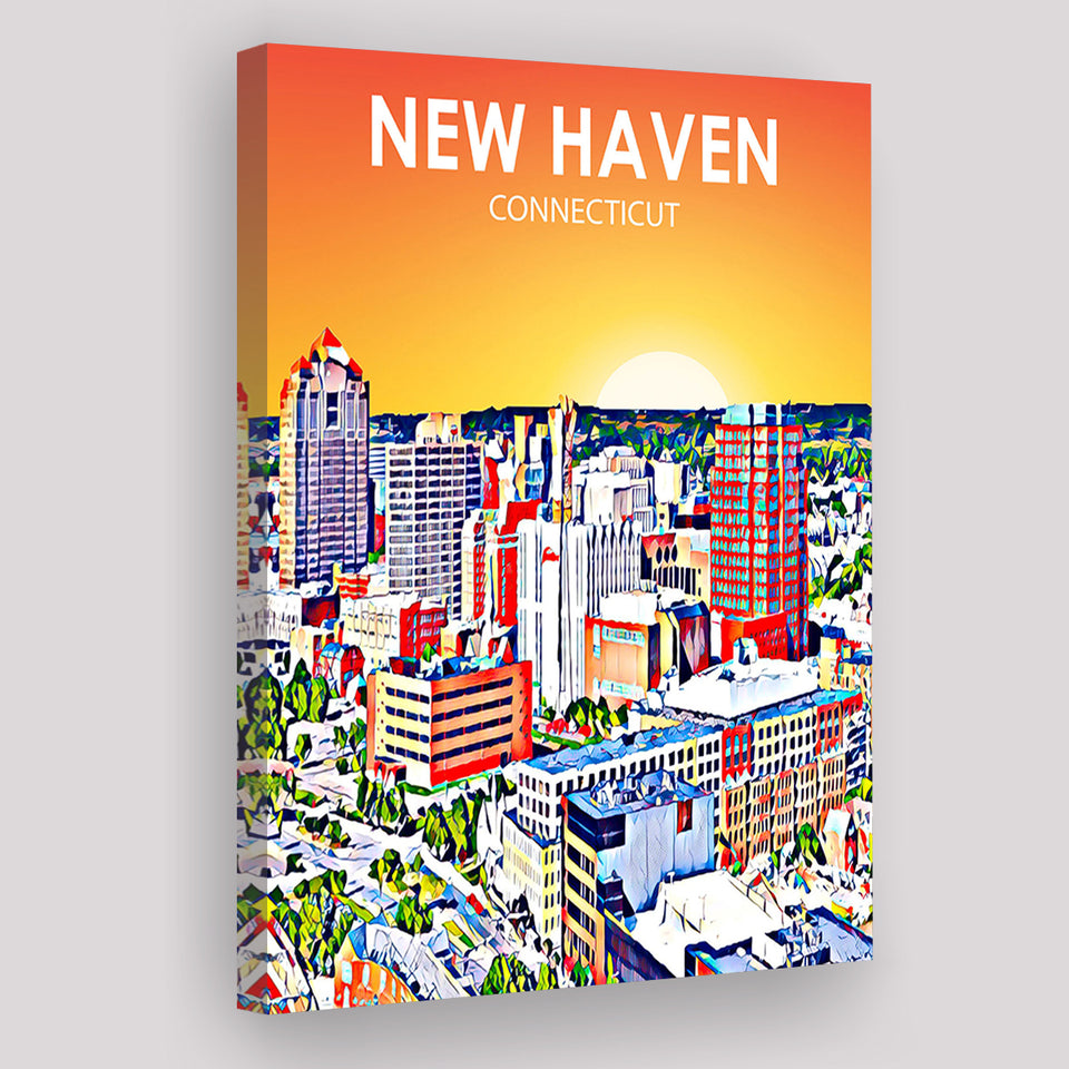 New Haven CT Art Sunset Landscape ,City Art Print, Large Canvas, Canvas Print Wall Art Home Decor