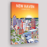 New Haven CT Art Sunset Landscape ,City Art Print, Large Canvas, Canvas Print Wall Art Home Decor