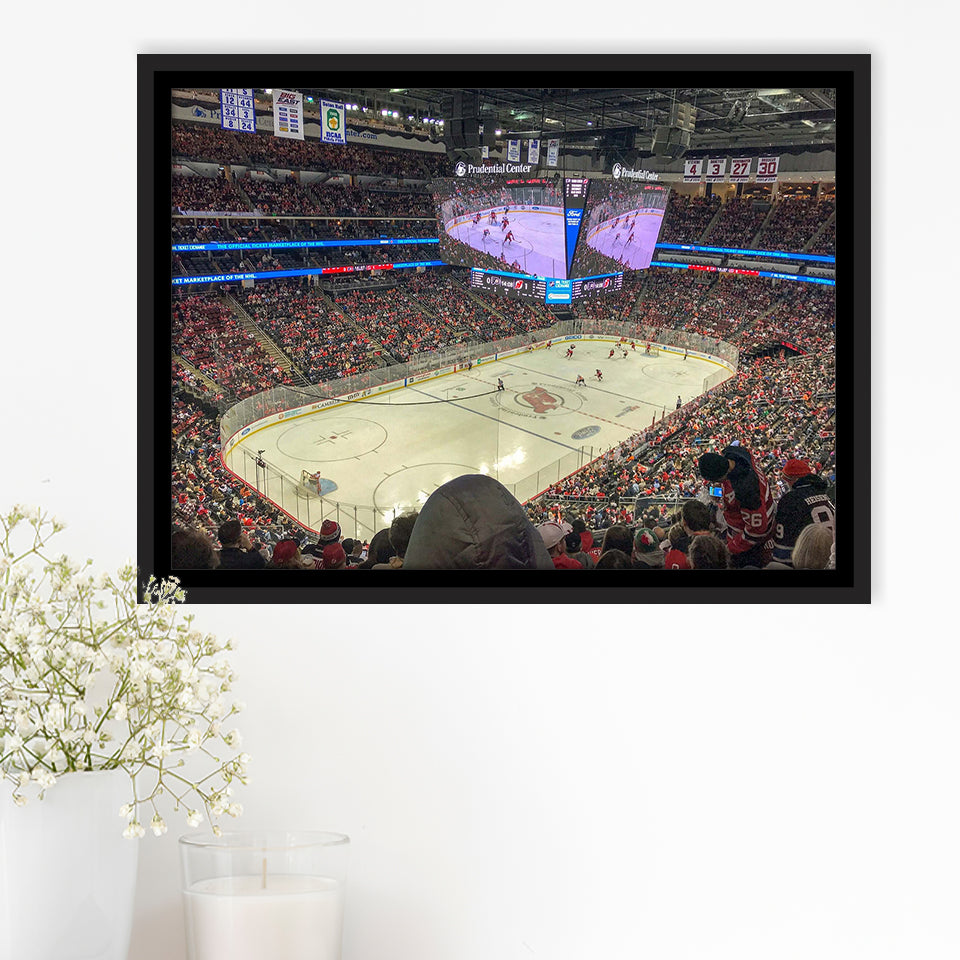 New Jersey Devils Stadium Framed Canvas Prints Prudential Center Wall Art,Sport Stadium Art Prints, Fan Gift