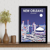 New Orleans LA Art V1, Large Canvas, Framed Canvas Print Wall Art Home Decor, Floating Frame