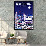 New Orleans LA Art V1, Large Canvas, Framed Canvas Print Wall Art Home Decor, Floating Frame