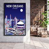 New Orleans LA Art V1, Large Canvas, Framed Canvas Print Wall Art Home Decor, Floating Frame