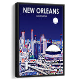 New Orleans LA Art V1, Large Canvas, Framed Canvas Print Wall Art Home Decor, Floating Frame