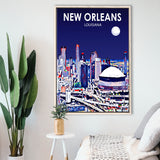 New Orleans LA Art V1, Large Canvas, Framed Canvas Print Wall Art Home Decor, Floating Frame