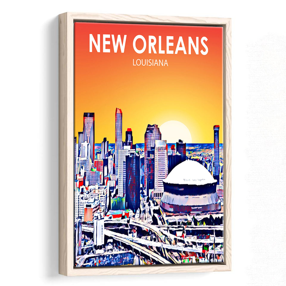 New Orleans LA Art, Large Canvas, Framed Canvas Print Wall Art Home Decor, Floating Frame