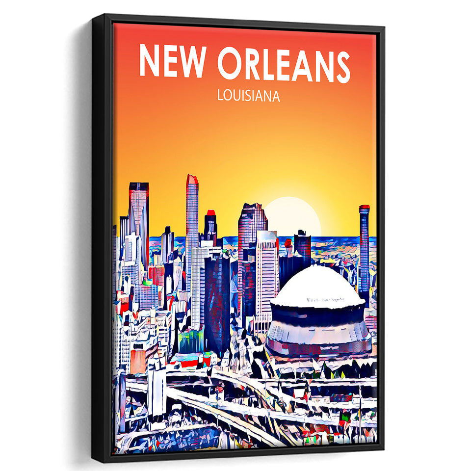 New Orleans LA Art, Large Canvas, Framed Canvas Print Wall Art Home Decor, Floating Frame