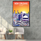 New Orleans LA Art, Large Canvas, Framed Canvas Print Wall Art Home Decor, Floating Frame