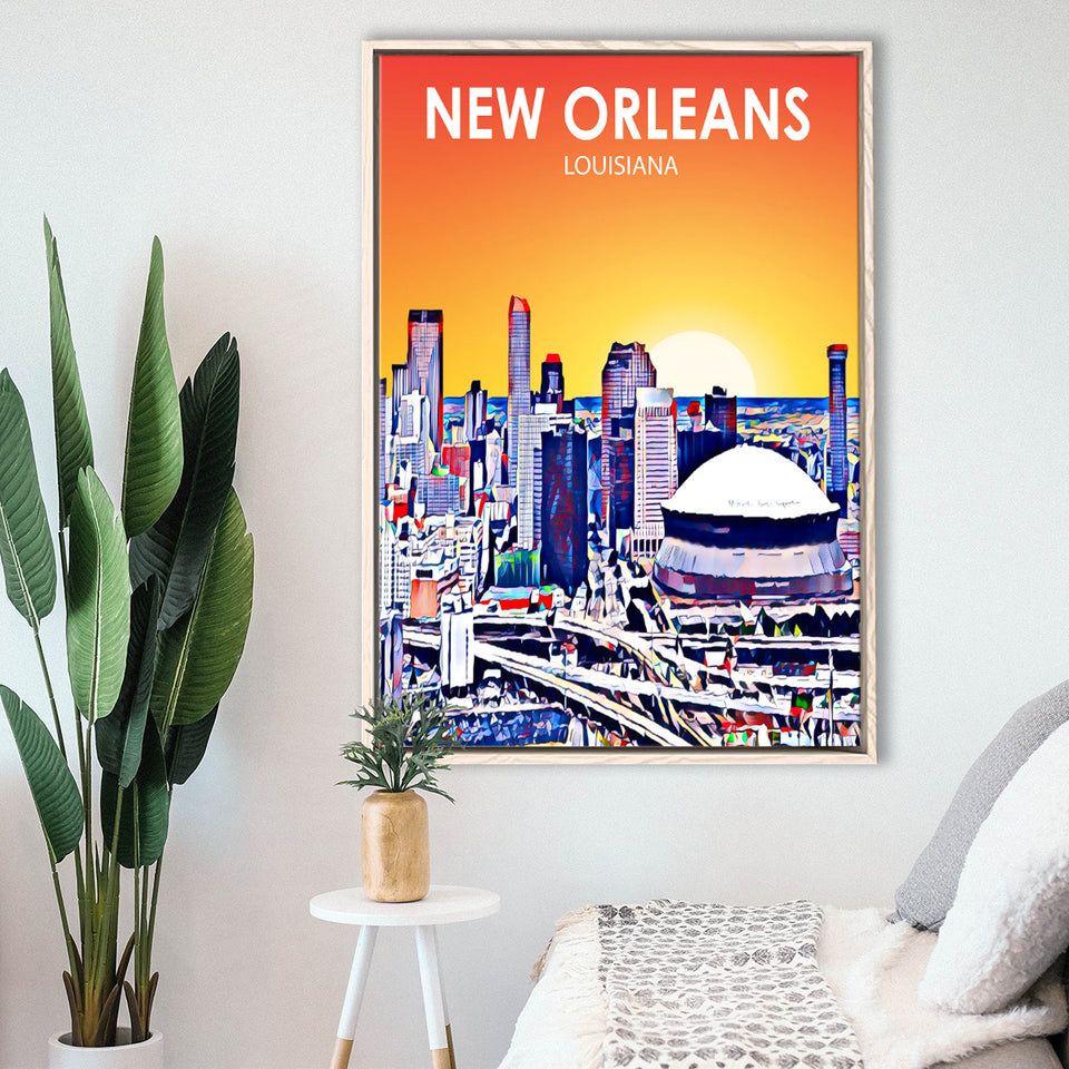 New Orleans LA Art, Large Canvas, Framed Canvas Print Wall Art Home Decor, Floating Frame