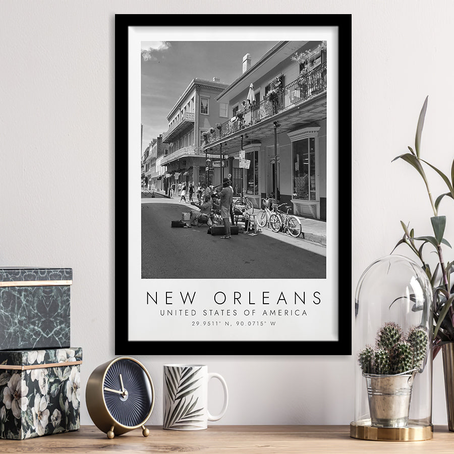 New Orleans Print Black And White Art Framed Art Prints Wall Art Decor, Framed Picture