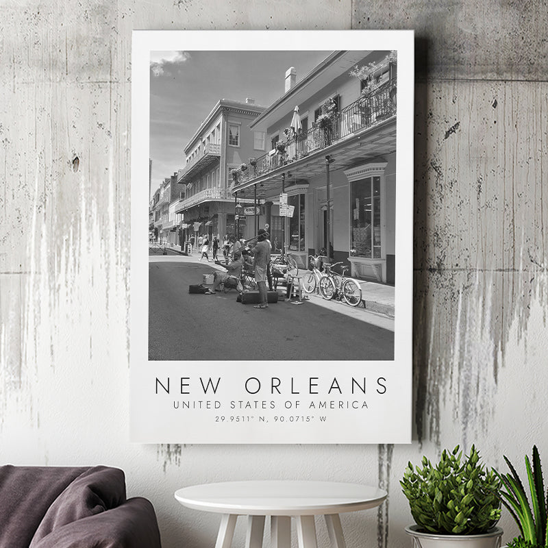 New Orleans Print Black And White Art Canvas Prints Wall Art Home Decor